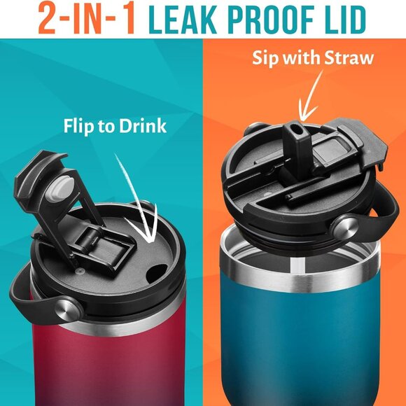 30/40 oz Tumbler with Straw & Flip Lid - Leak Proof Metal Tumbler Cups Travel Mu - Picture 4 of 7